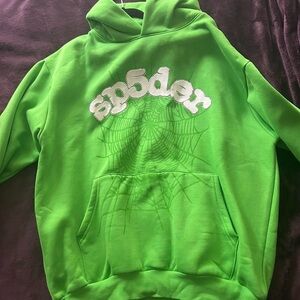 Neon Green Spider Web Graphic Hoodie - Men's Sweater